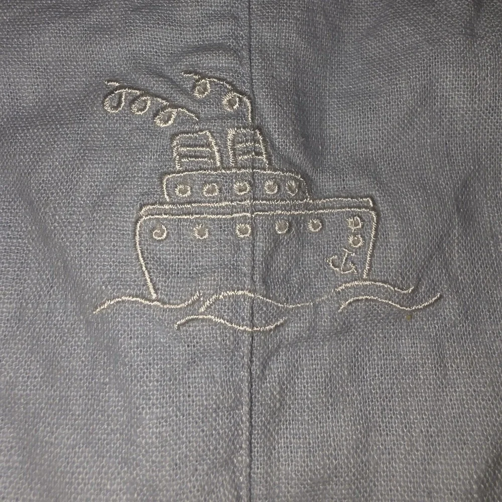 CLASS CLUB 24M Linen Baby Outfit Blue White Nautical Summer Casual beach vintage